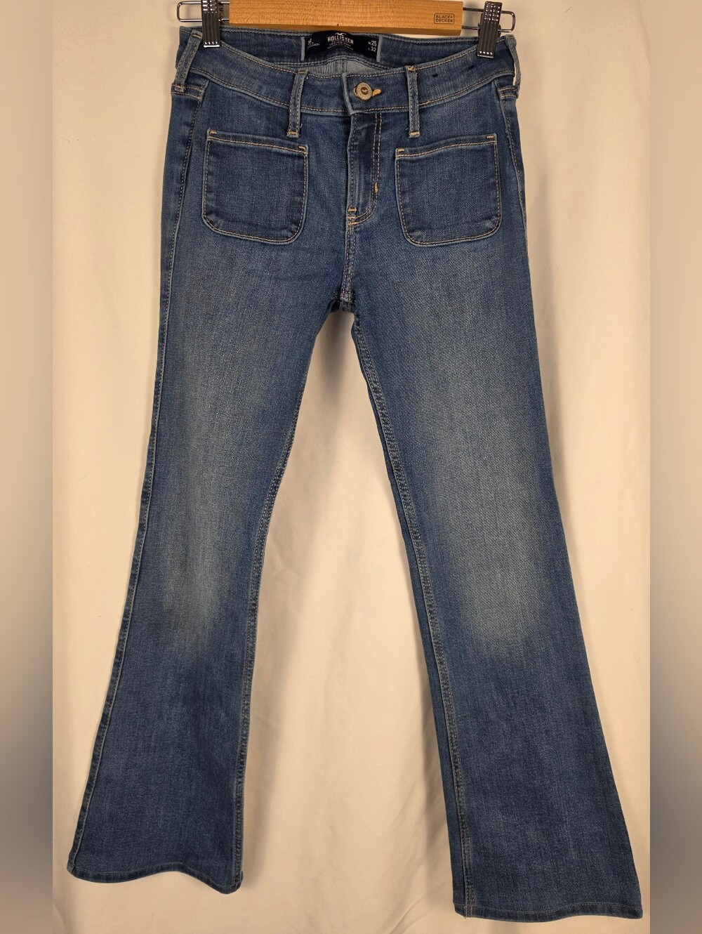 Hollister Low Rise Bootcut Jeans Front Patch Pockets Size 1R 25x32 Y2K